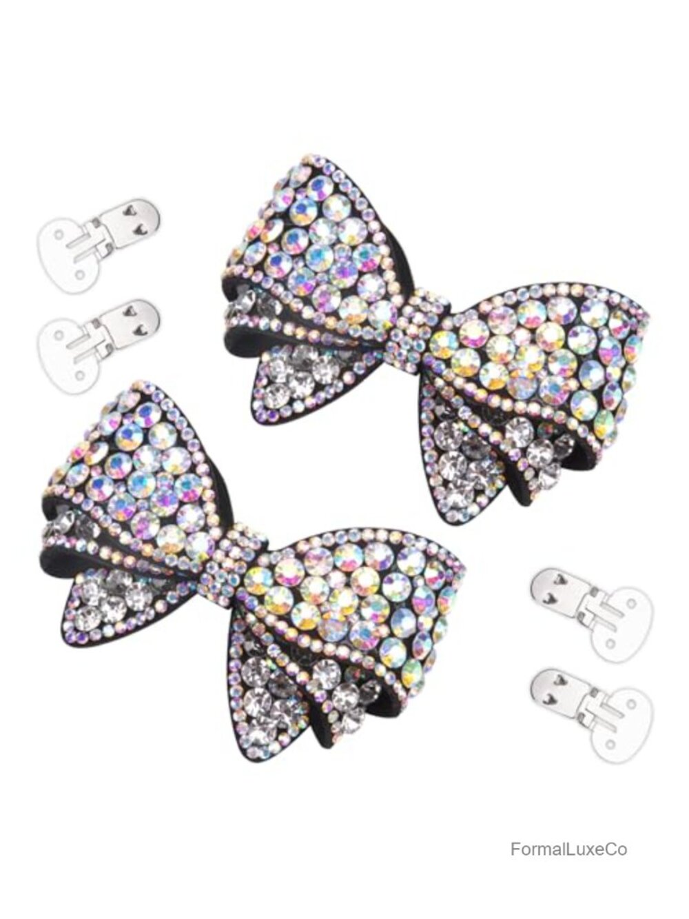 Sparkly Rhinestone Bow Shoe Clips Alloy Shoe Decorations for Weddings Parties